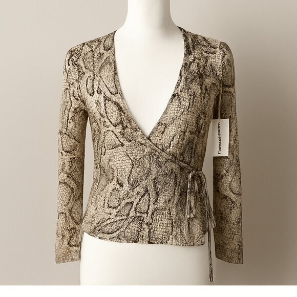 Reformation Langley Python Print Wrap Blouse | Size S | NWT - Picture 1 of 11